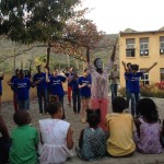 Youth drama team sharing the gospel through music and drama to the village of Orgaos.